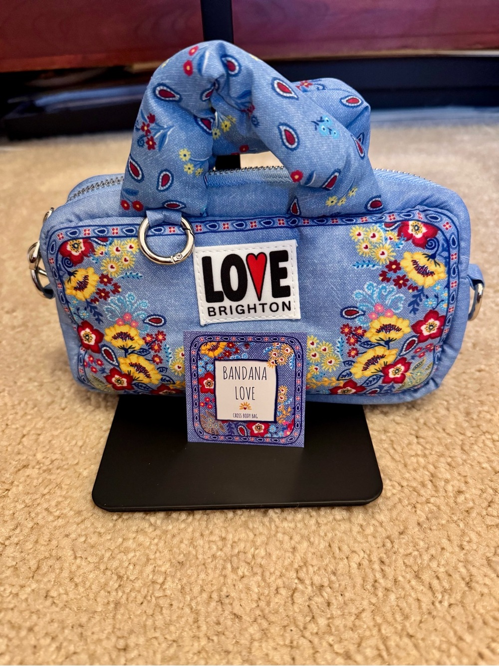 Brighton Blue Bandana Love Floral Mini Crossbody